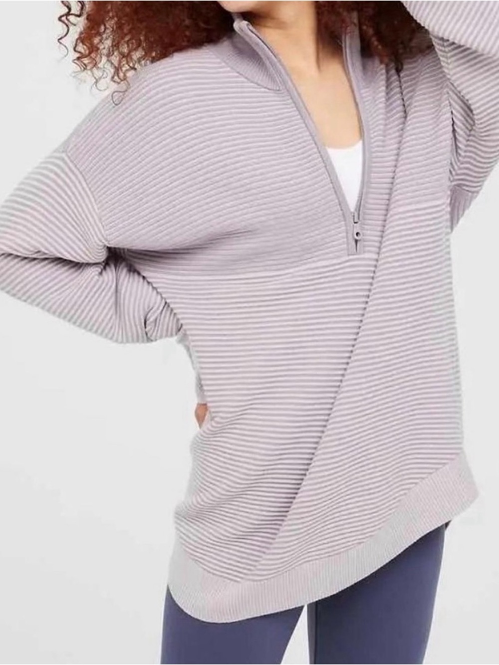 aerie Lavender Ribbed Half-Zip Pullover Sweater